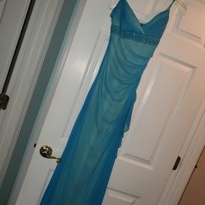 Blue dress with yellow under layer